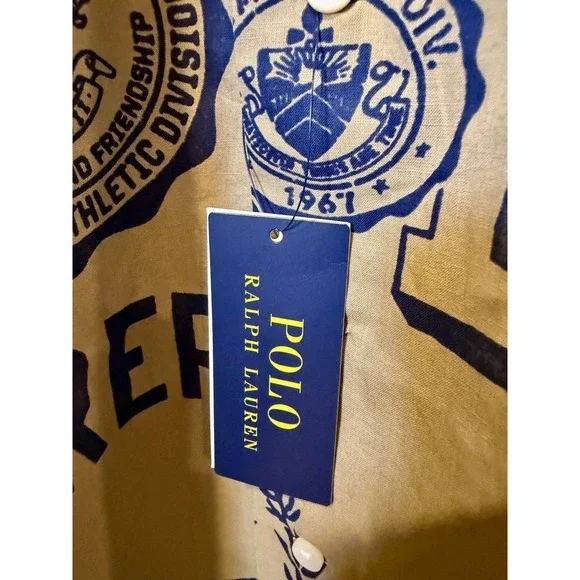 Polo Ralph Lauren Linen Camp Shirt Men's Large Tall American Prep Spellout NWT - Picture 11 of 11